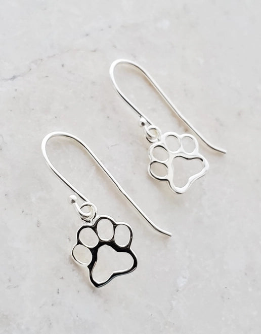 Sterling silver sales paw print earrings
