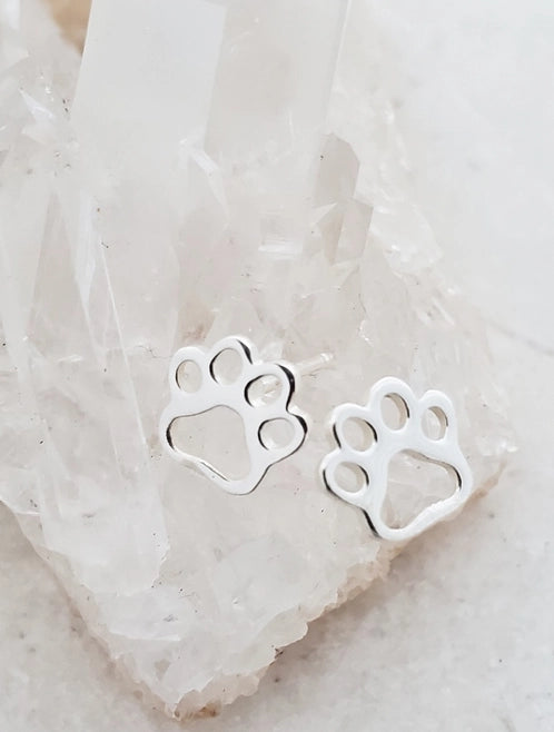 Sterling Silver Dog Paw Studs