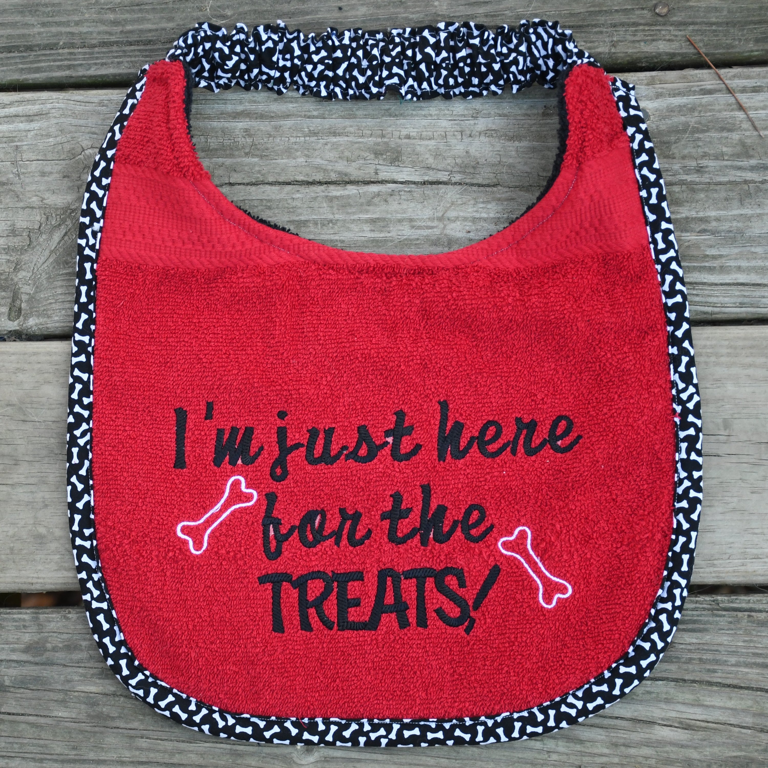 I'm just here for the treats, Drool Bib (bone trim)