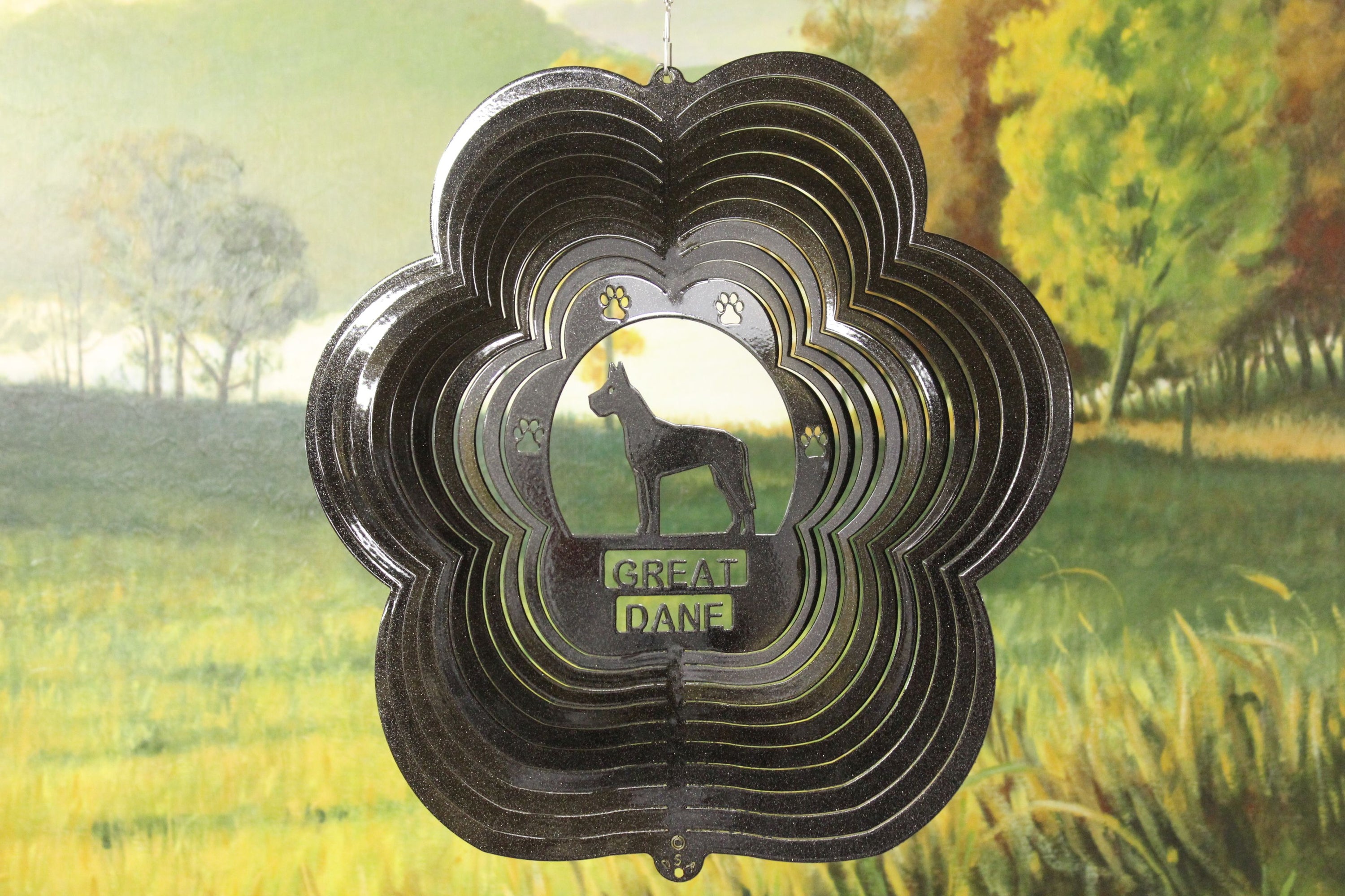 12" Great Dane Wind Spinner - Black Starlight