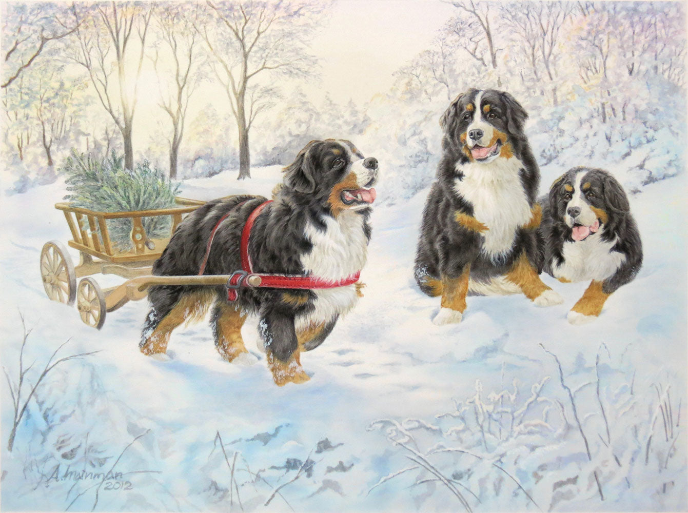 Berners in the snow - 672 piece puzzle