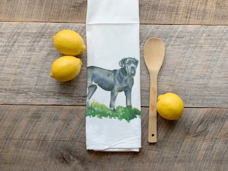 Watercolor Mastiff Flour Sack Tea Towel