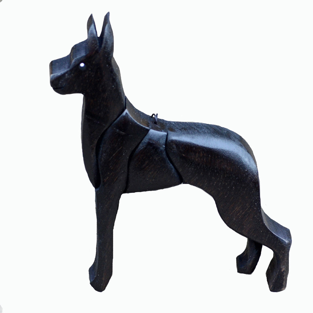 "Great Dane 3-D Wood Art Ornament" - black