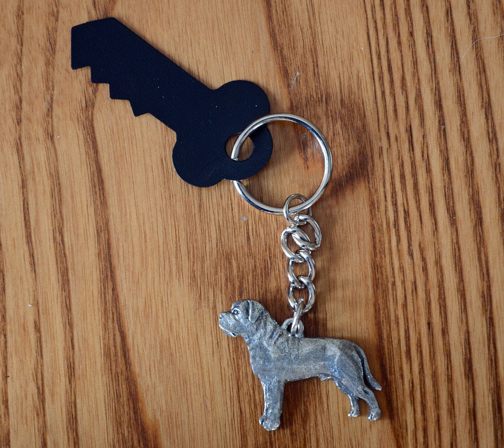 Antiqued Pewter Mastiff Keychain