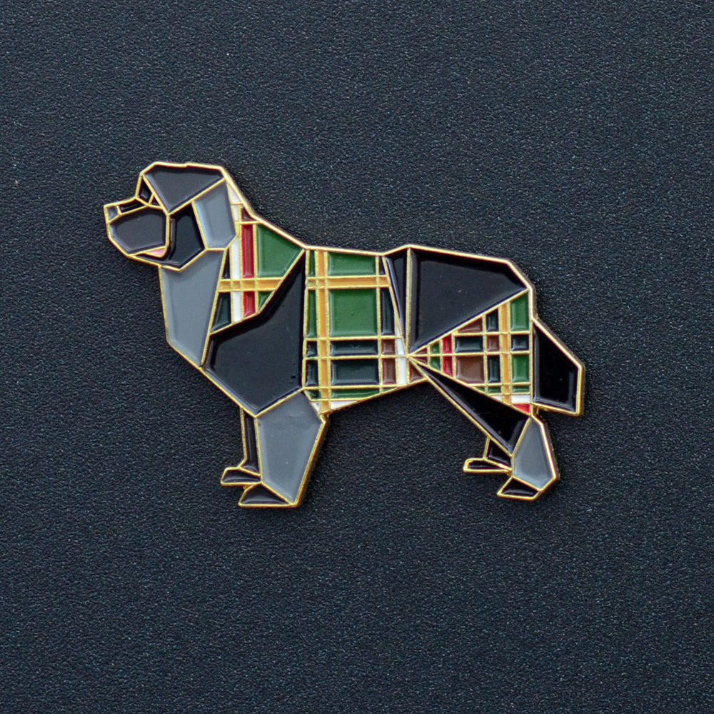 Newfoundland Dog Origami Enamel Pin
