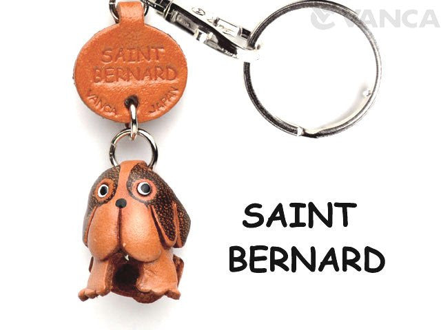 Three Dimensional Leather Saint Bernard Keychain