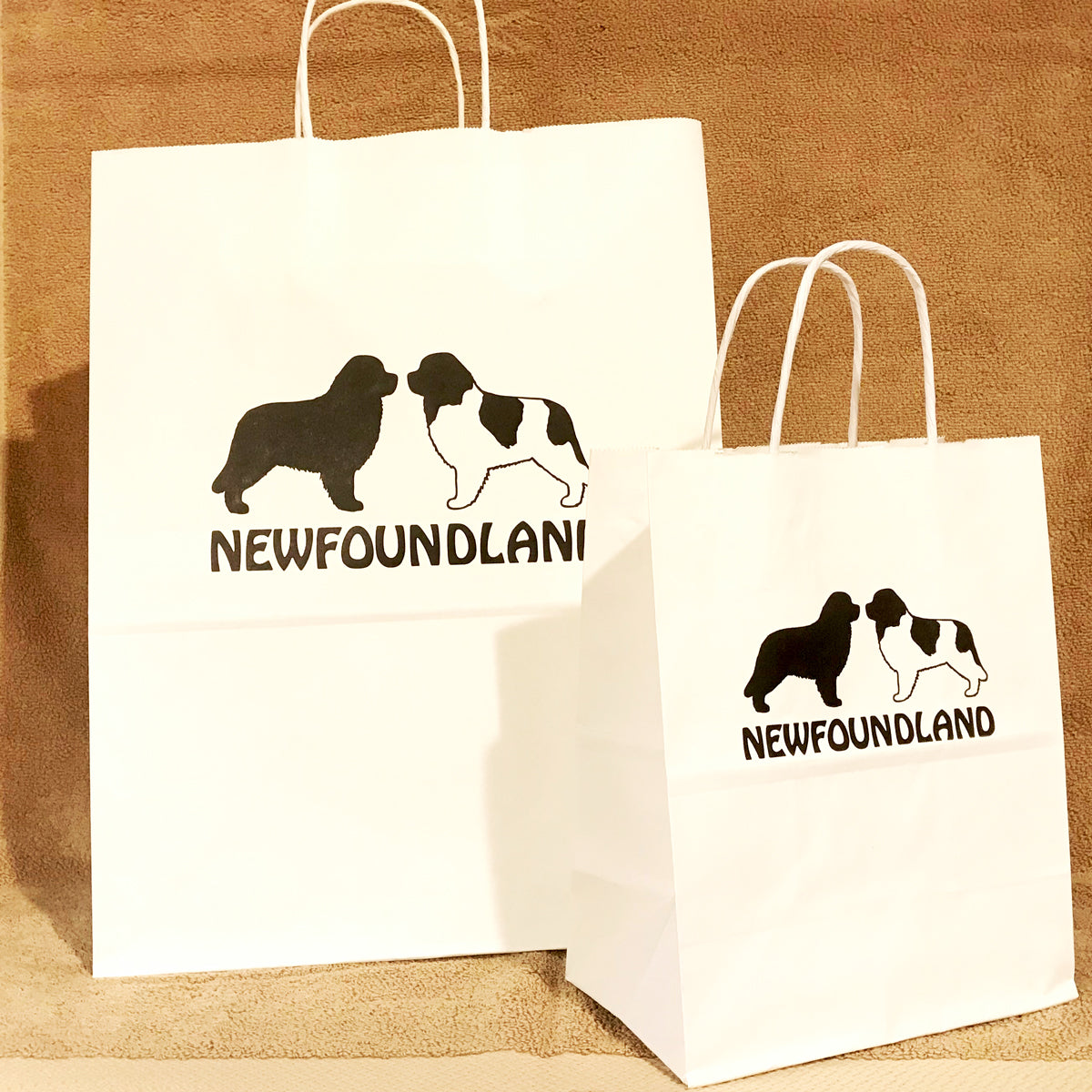 Large & Small White Newfie Gift Bags