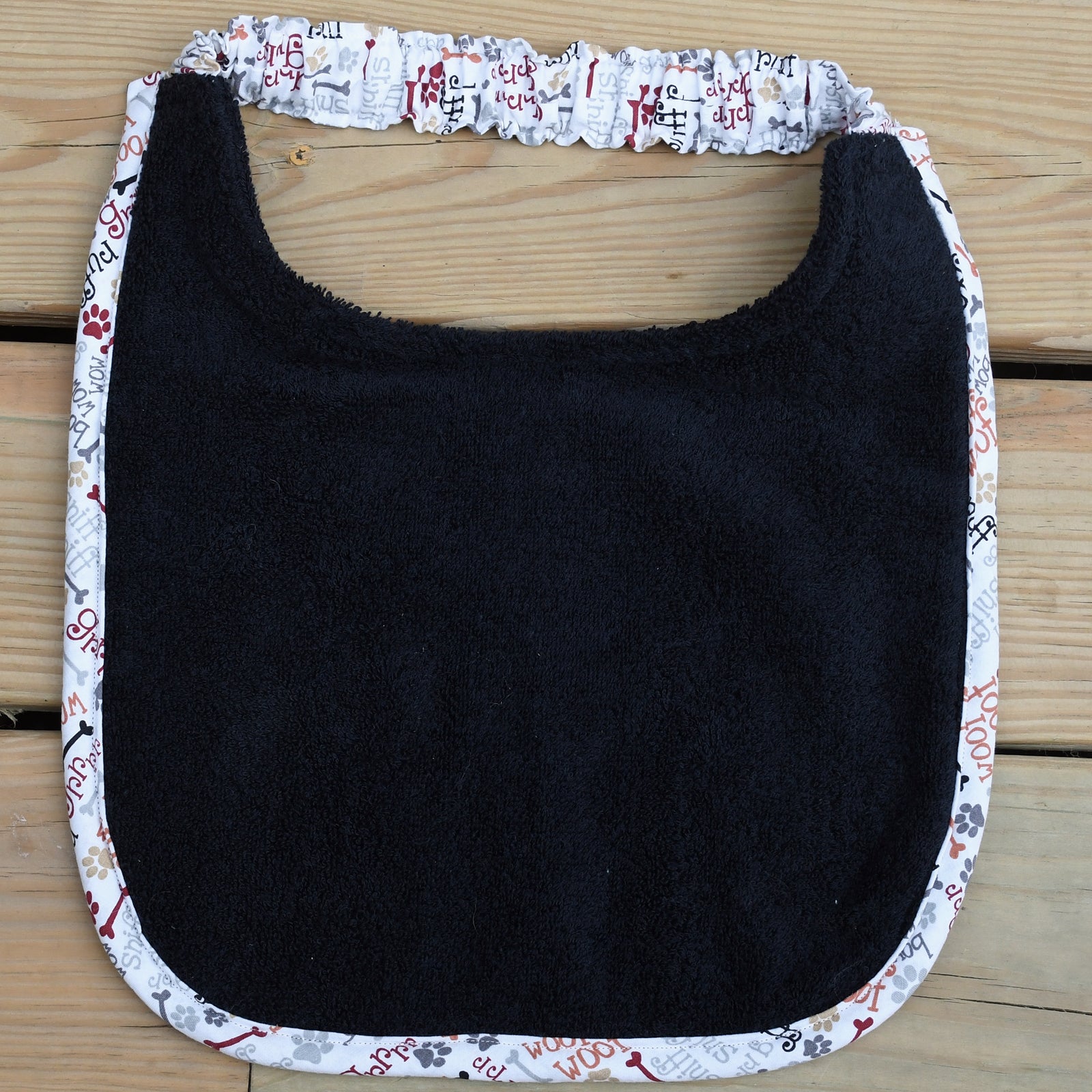 Plain Drool Bib - no embroidery (black front black back)