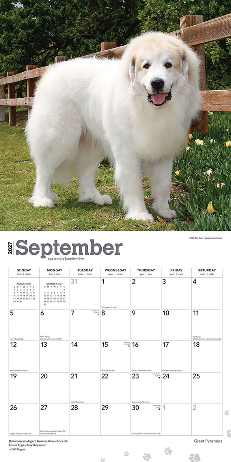 Great Pyrenees 2027 Calendar