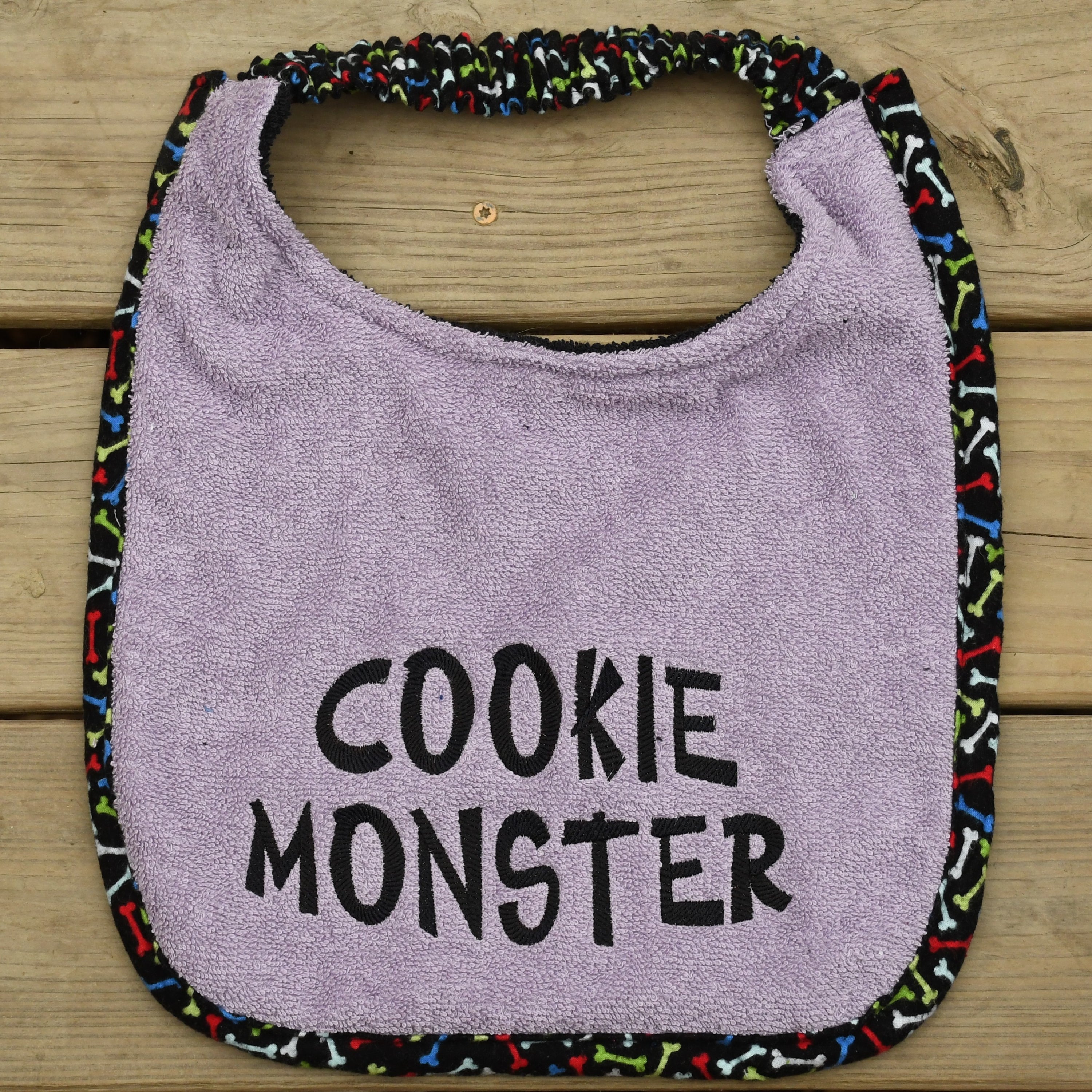 Cookie Monster, Drool Bib (bone trim)