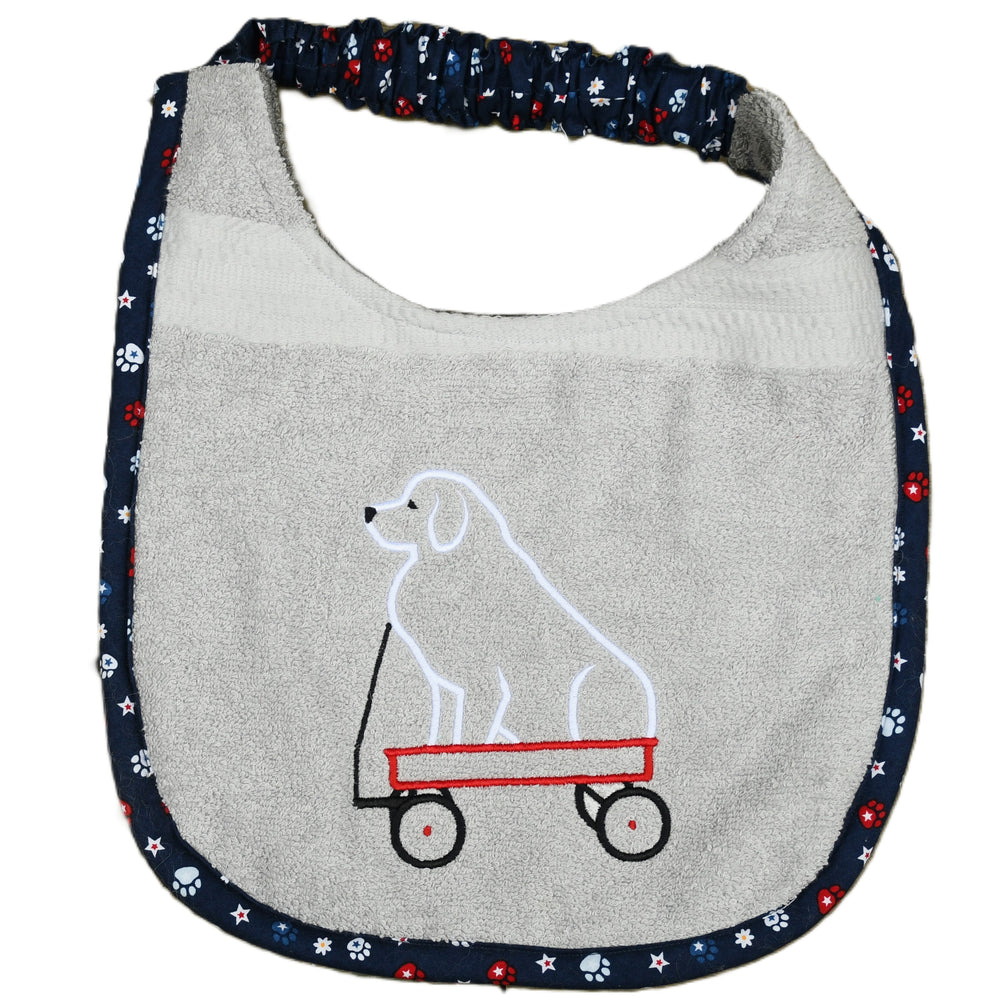 Pyr in cart, Drool Bib(paws and stars trim)
