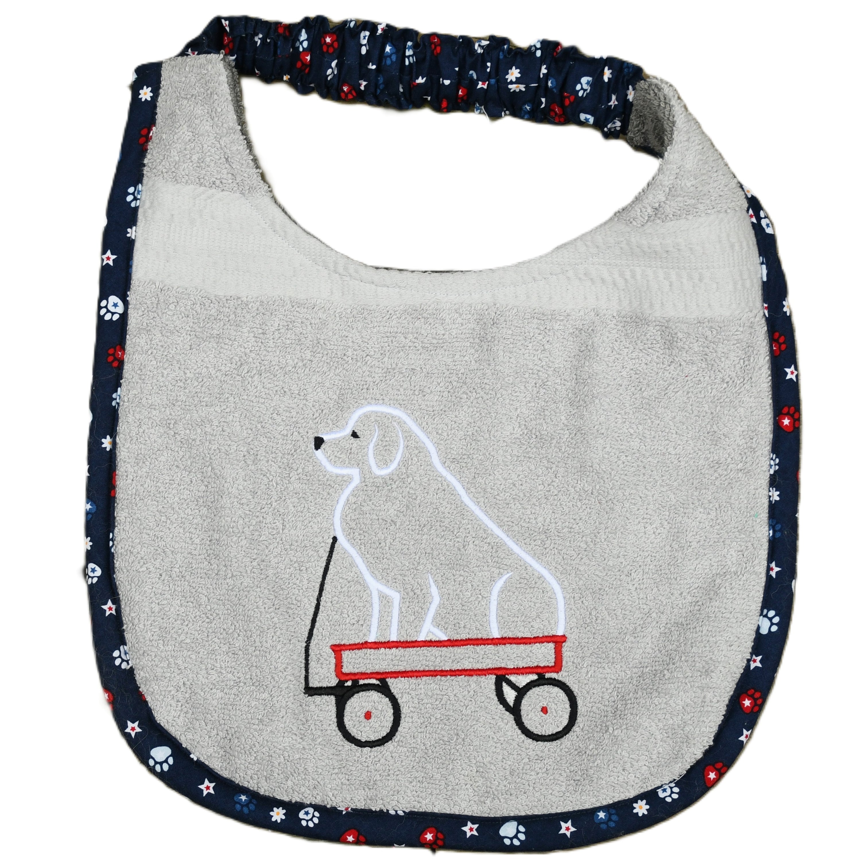 Pyr in cart, Drool Bib(paws and stars trim)