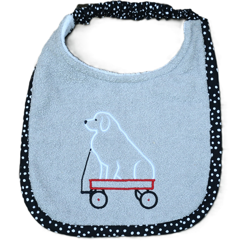 Pyr in cart, Drool Bib(black and white trim)
