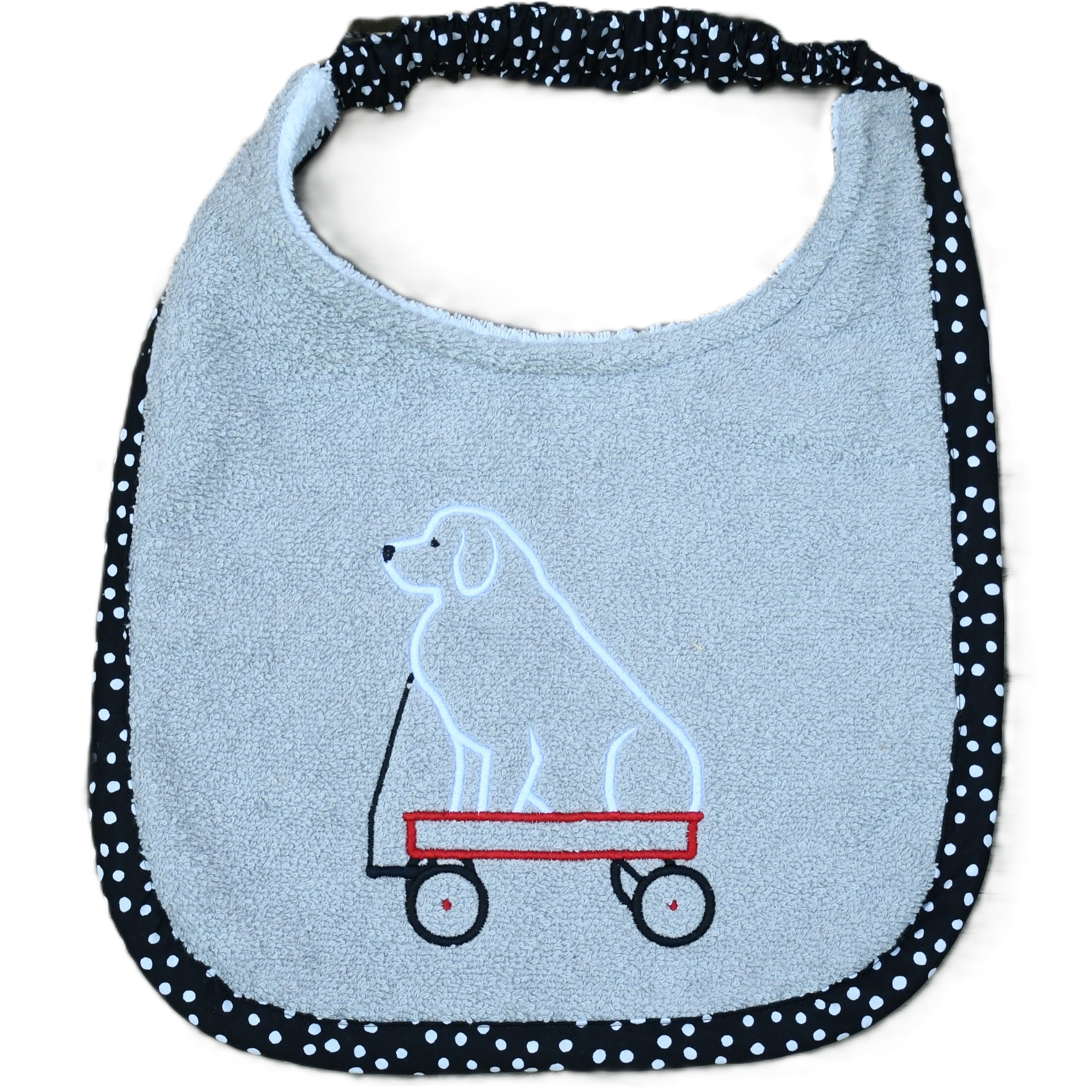 Pyr in cart, Drool Bib(black and white trim)
