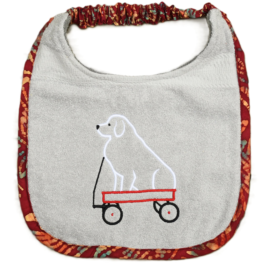 Pyr in cart, Drool Bib