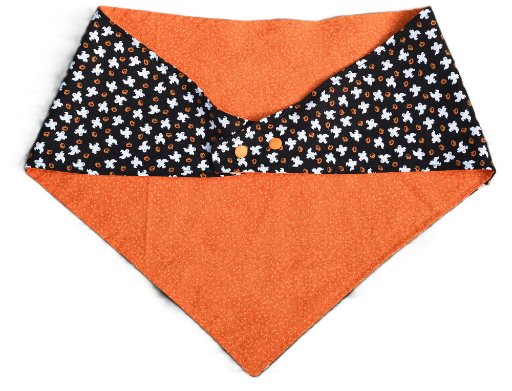 2 sided, adjustable quick snap bandana 2XL(orange snaps)