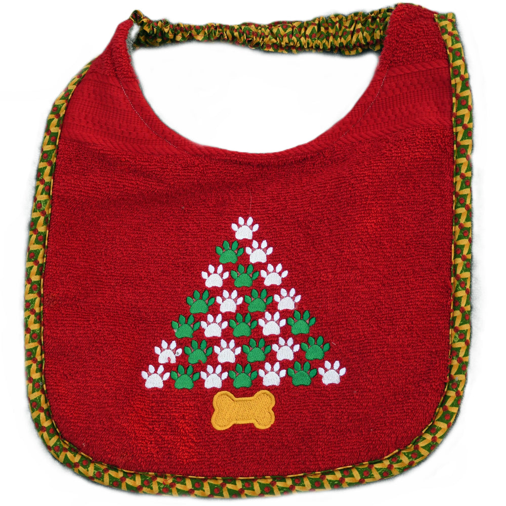 Paw Tree, Drool Bib (white and green paws)