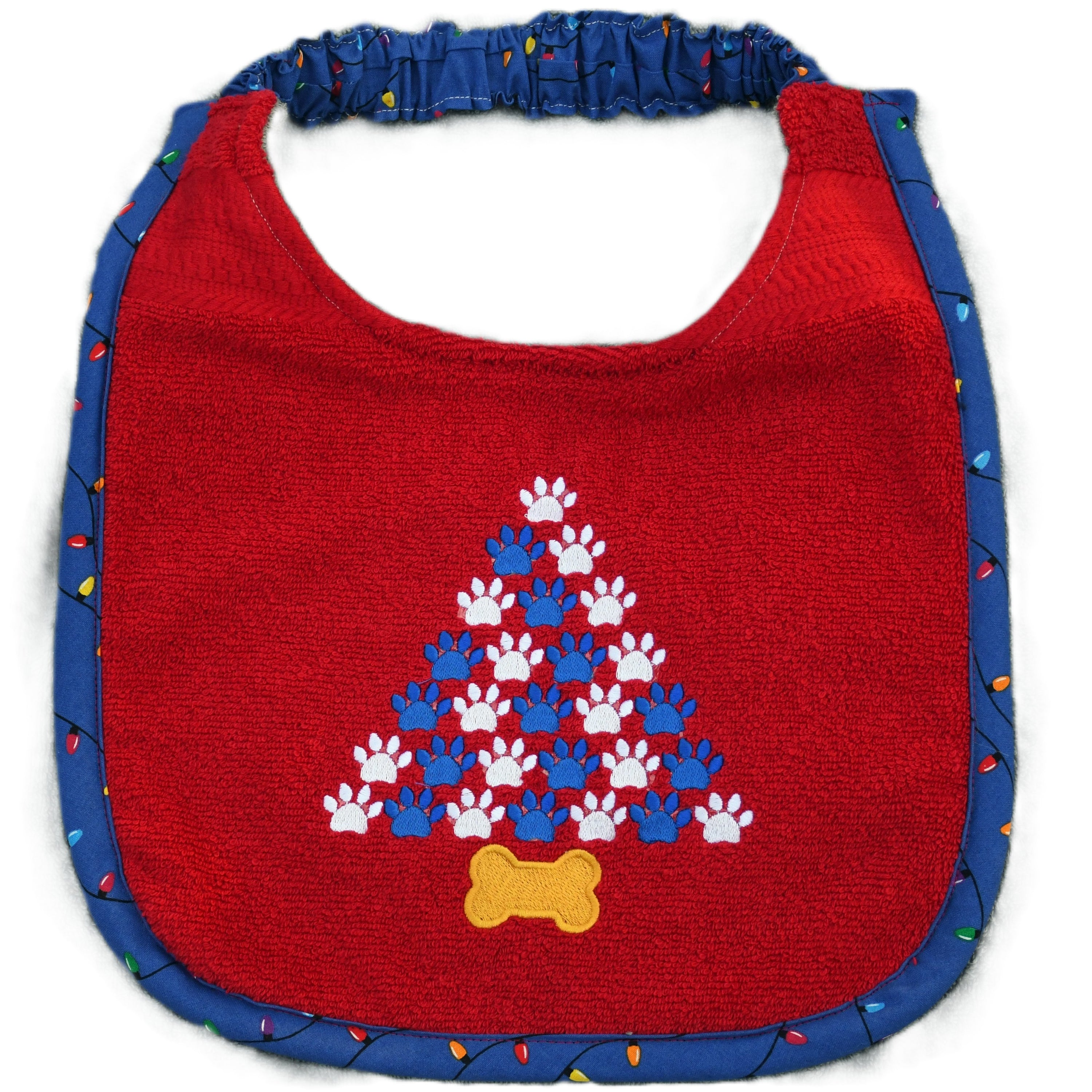 Paw Tree, Drool Bib (white and blue paws)