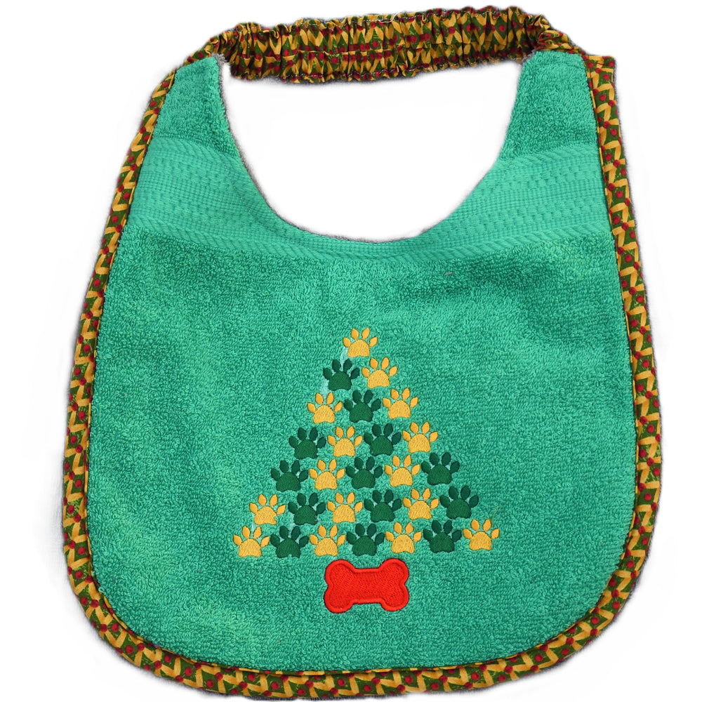 Paw Tree, Drool Bib (gold and green paws)