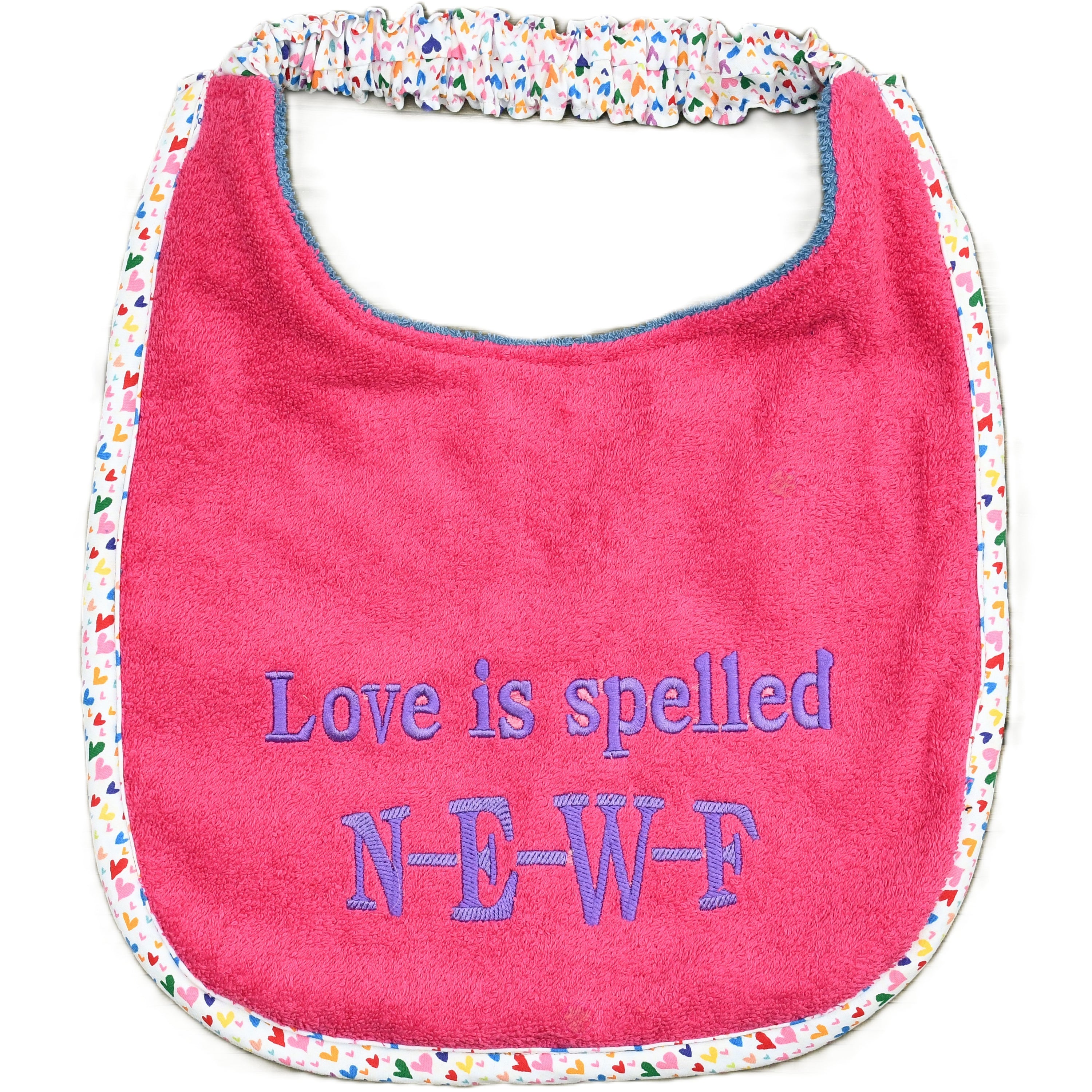 Love is spelled NEWF, Drool Bib
