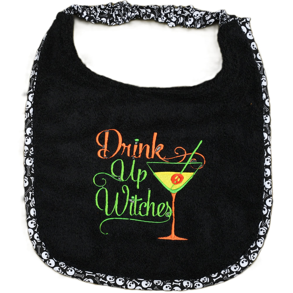 Drink Up Witches, Drool Bib (yellow drink)