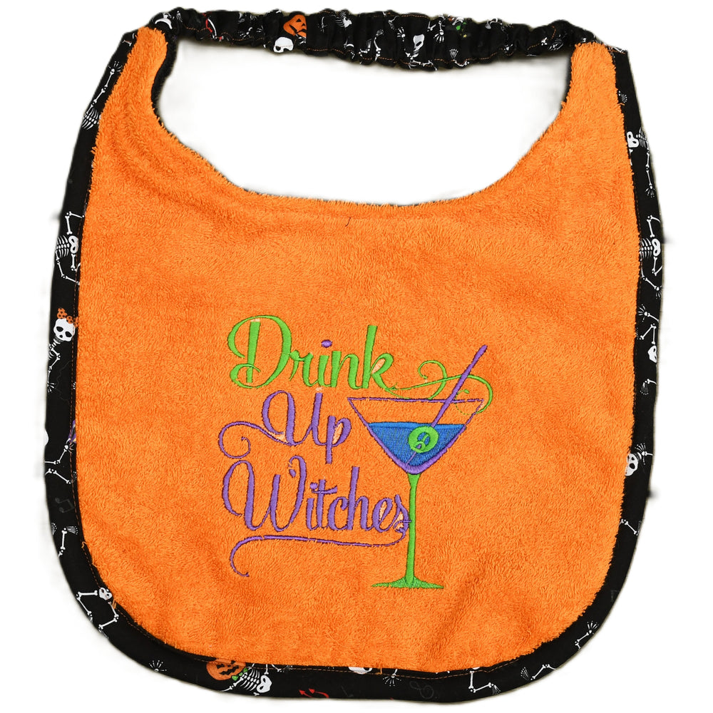 Drink Up Witches, Drool Bib (blue drink)