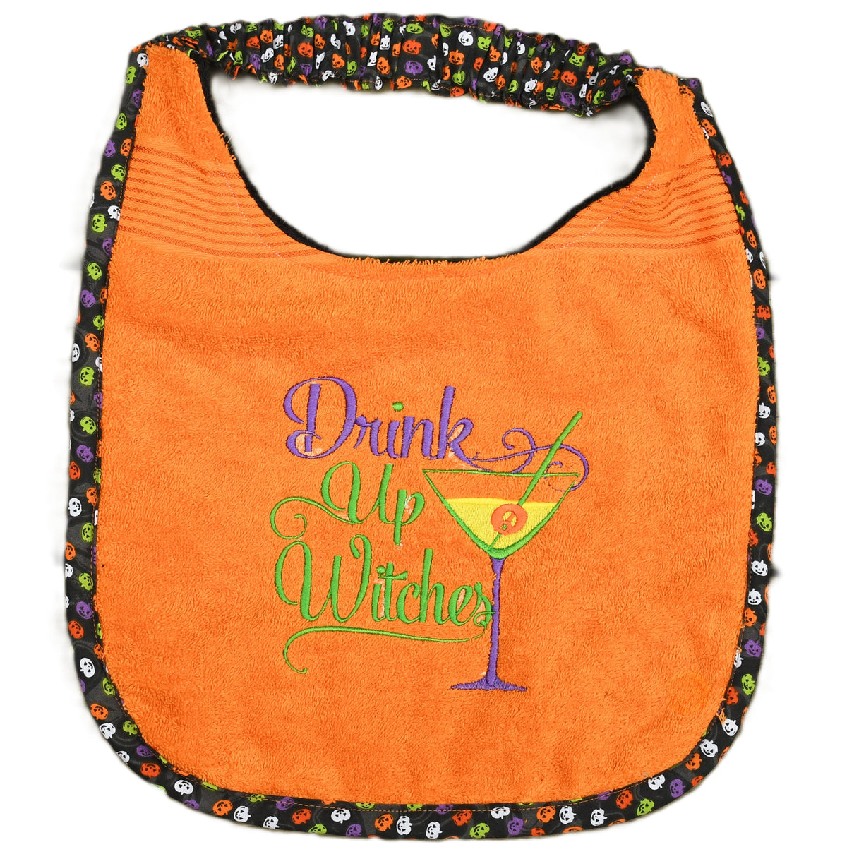 Drink Up Witches, Drool Bib (yellow drink)