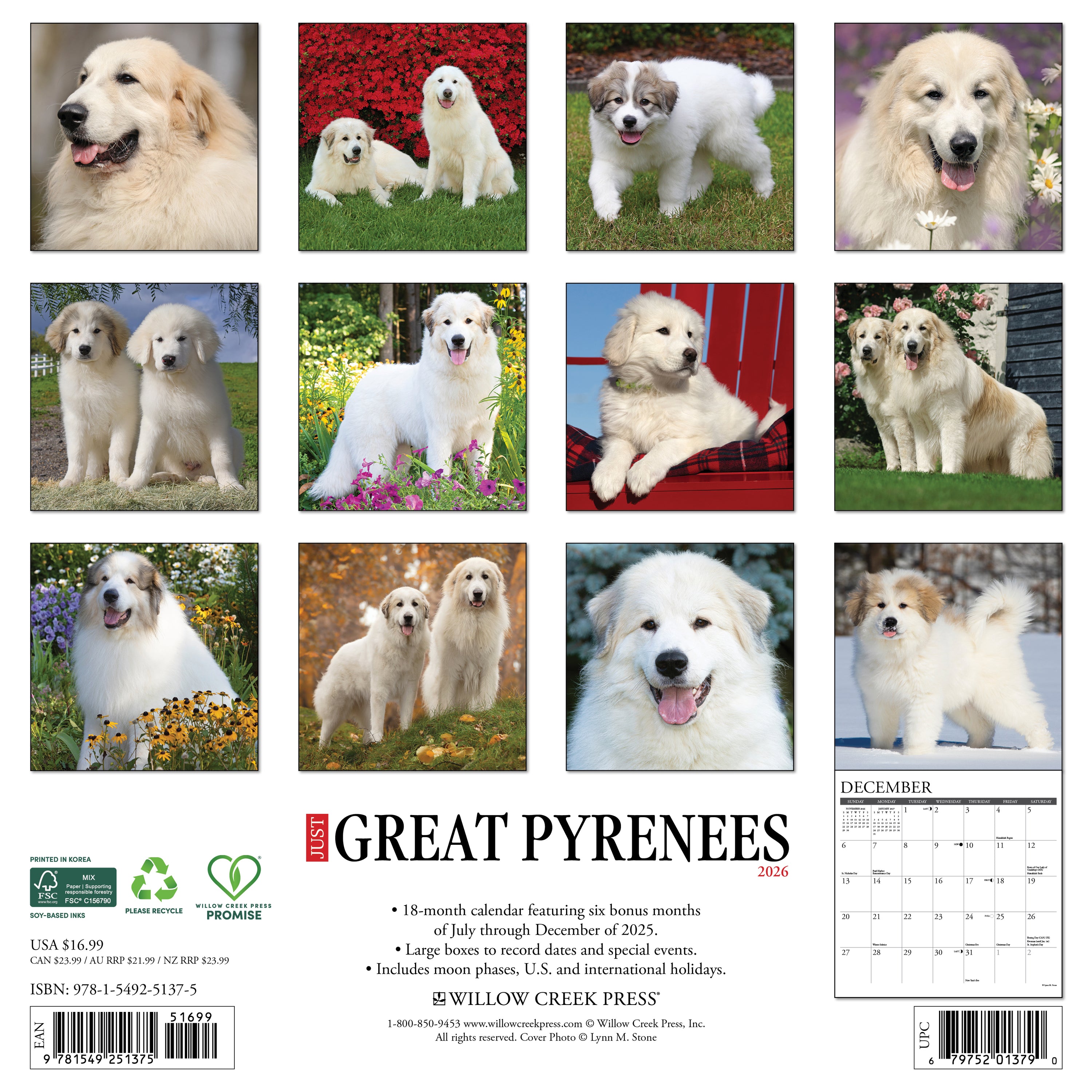 Just Great Pyrenees 2026 Calendar