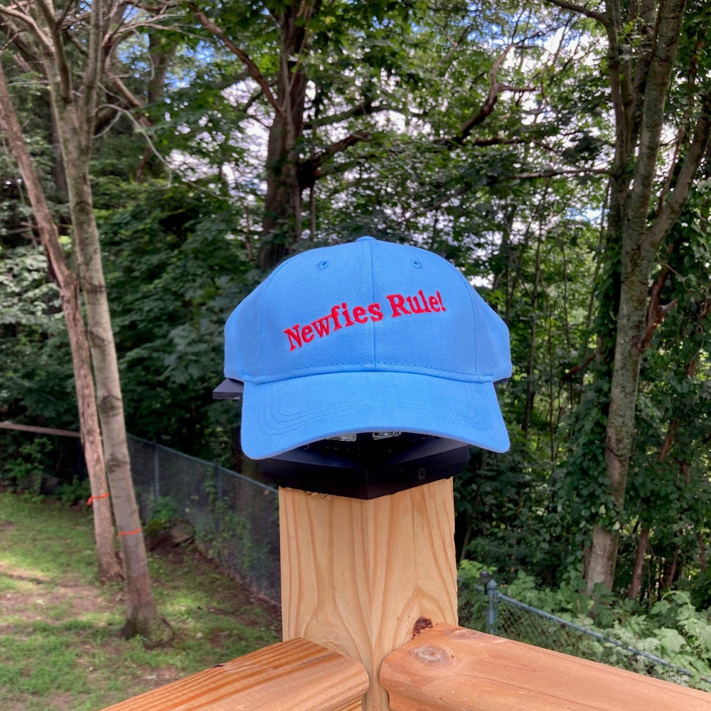 Newfies Rule! Embroidered Cap - blue/red
