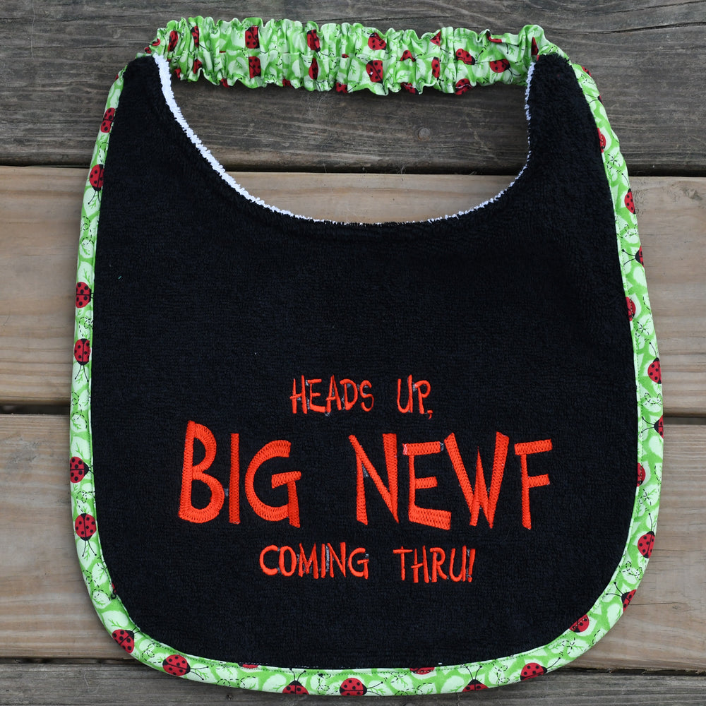 Heads up, BIG NEWF coming thru!, Drool Bib
