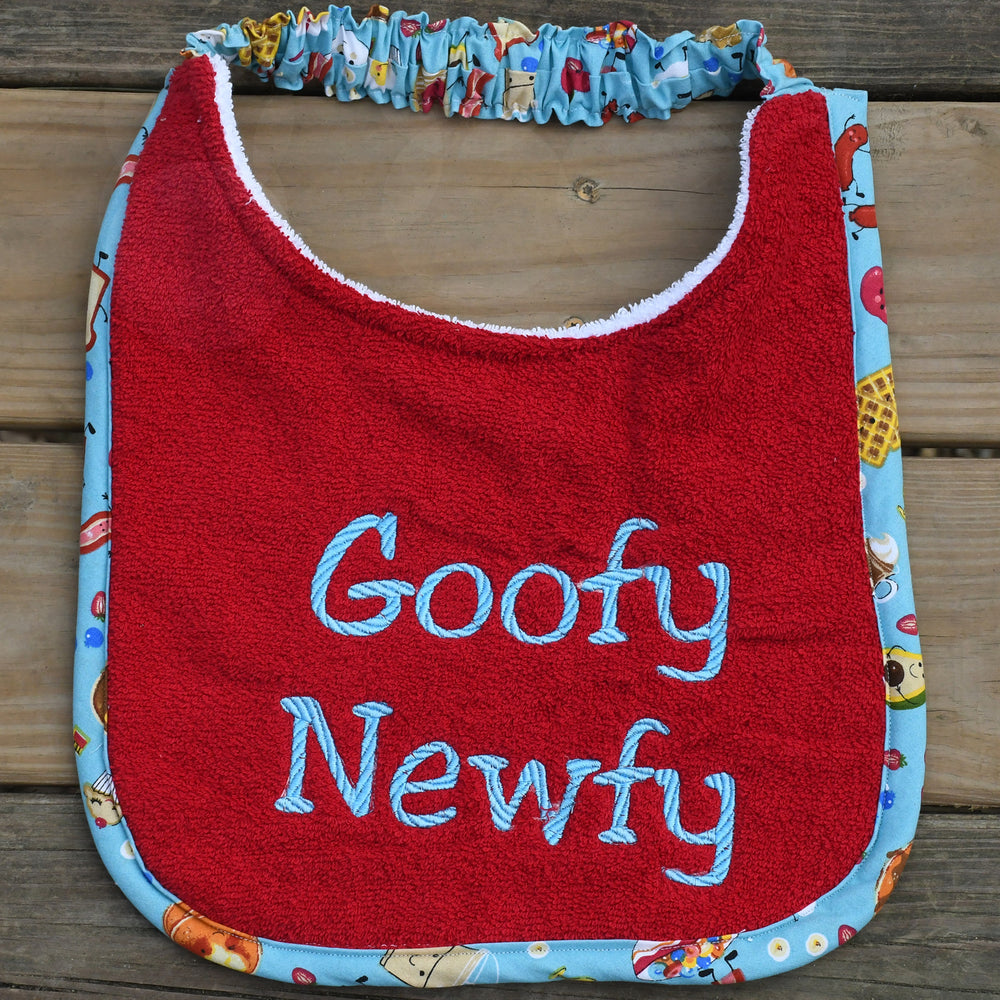 Goofy Newfy, Drool Bib (blue text)