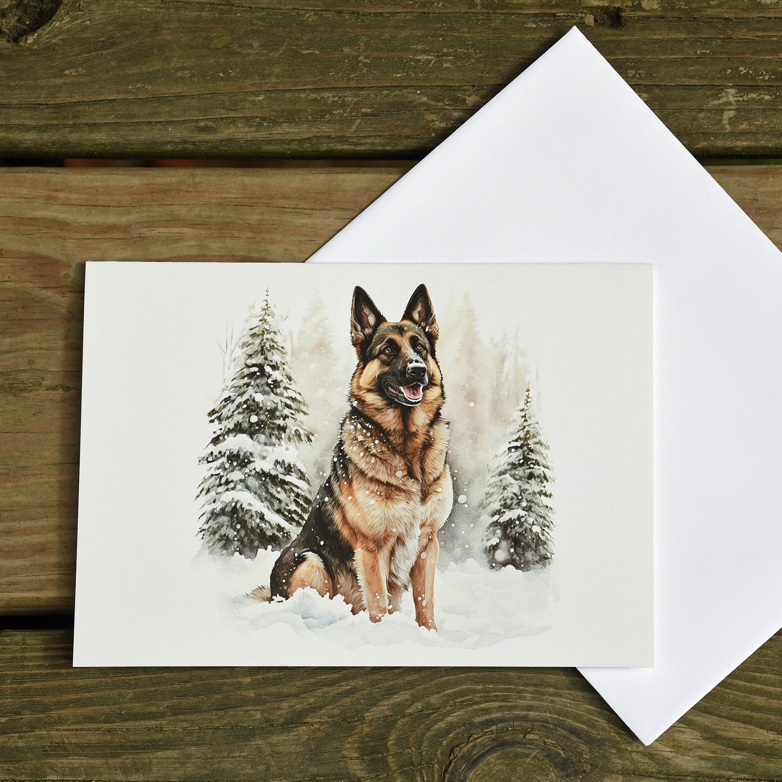 GSD in the snow x-mas card  - sold individually