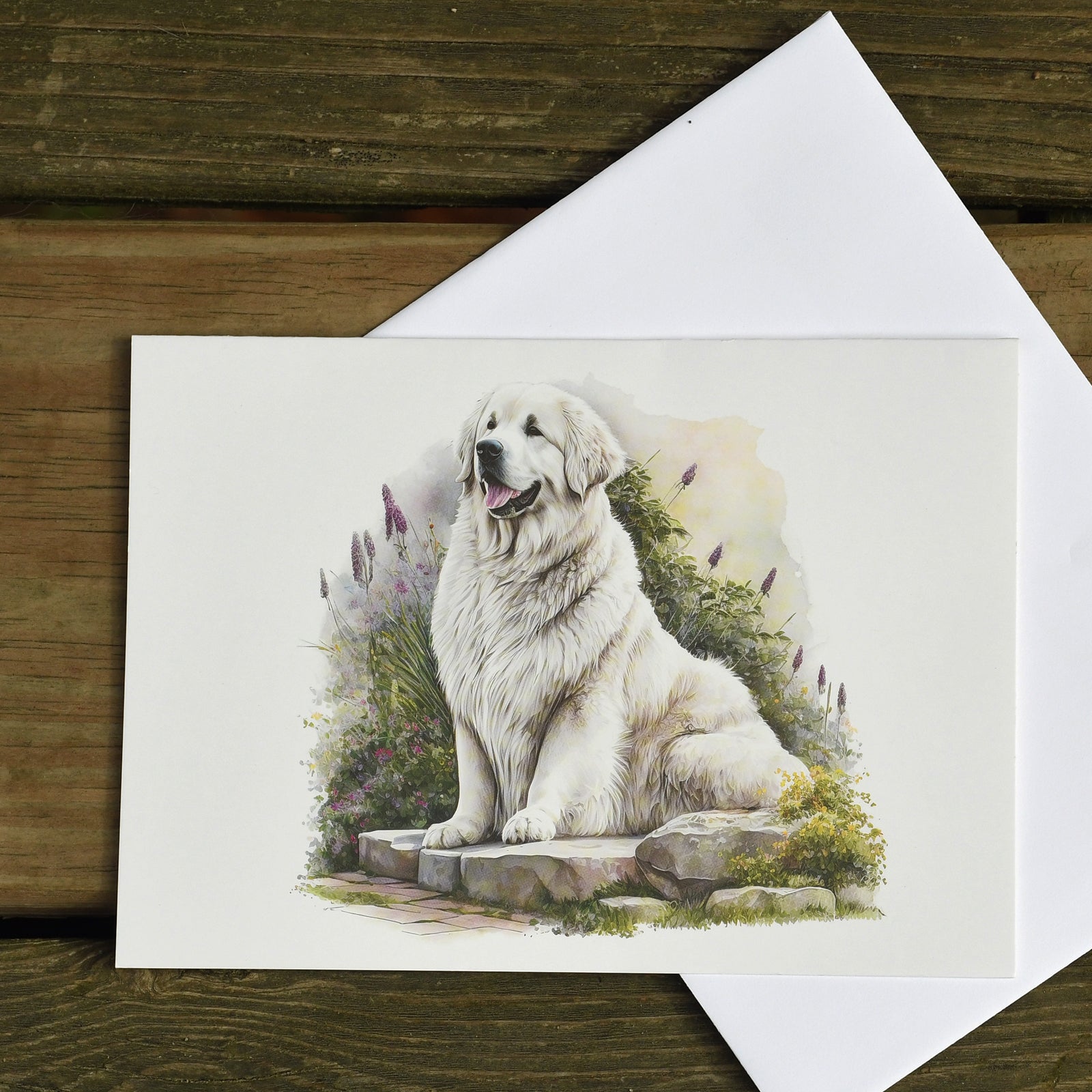 Pyr in Garden Blank Note Card - Sold individually