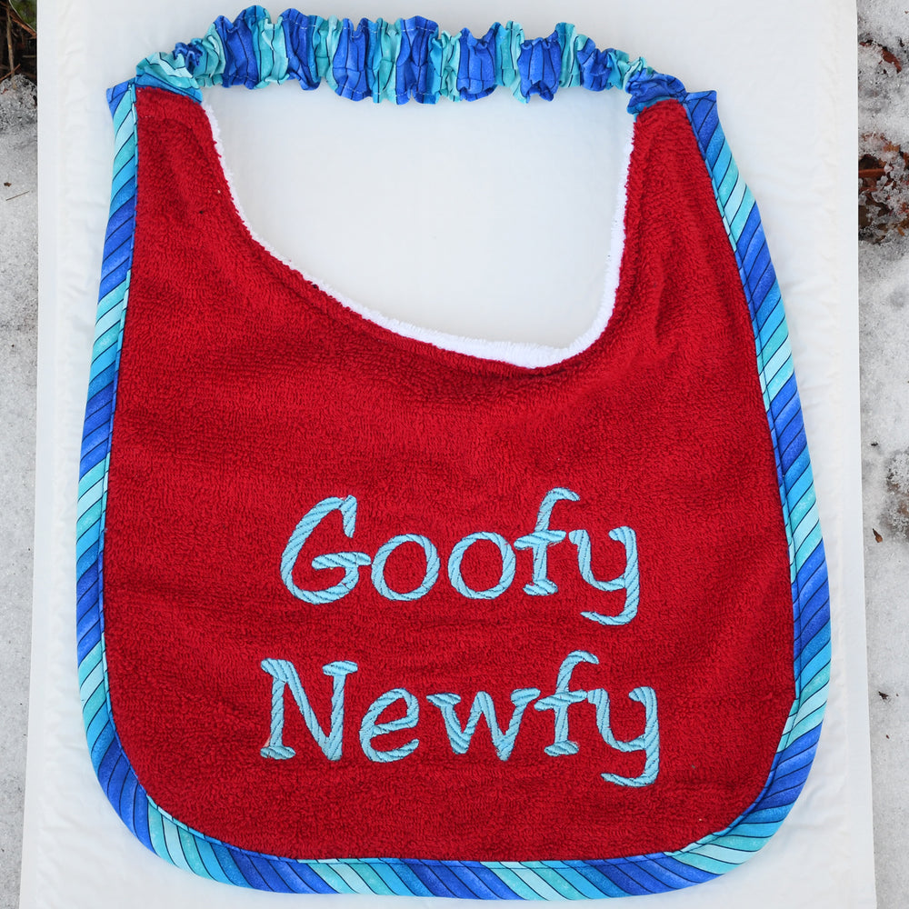 Goofy Newfy, Drool Bib (blue text)
