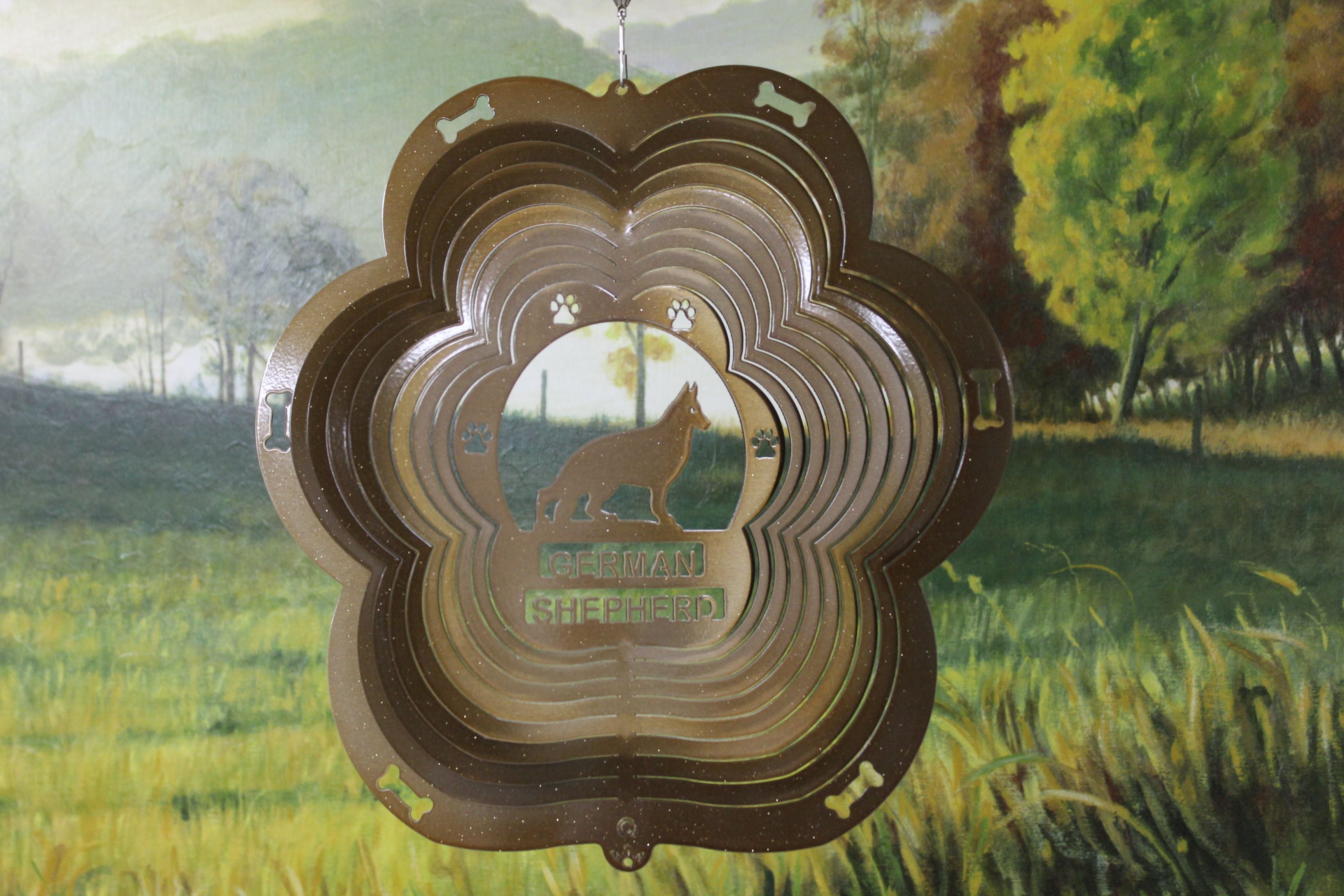 12" German Shepherd Wind Spinner - Copper