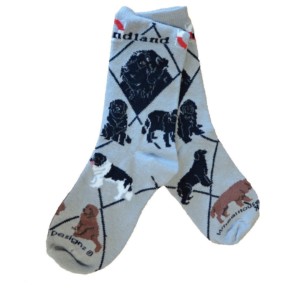 Newfoundland Dog Socks on Gray