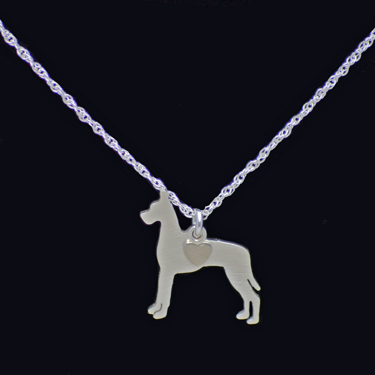 "Sterling Silver Great Dane Pendant and 18" Chain"