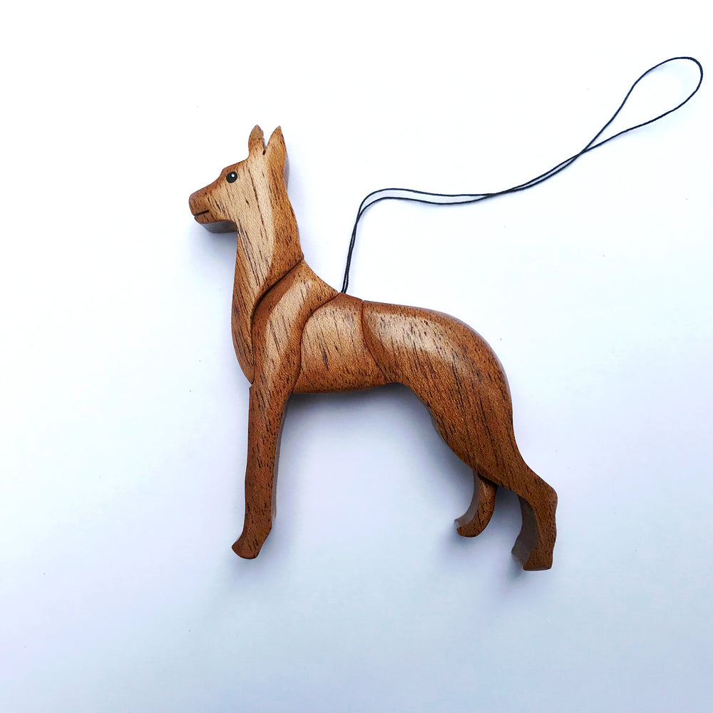 "Great Dane 3-D Wood Art Ornament" - fawn