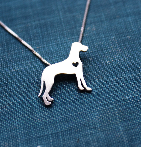 "Sterling Silver Great Dane (natural) Pendant and Chain"