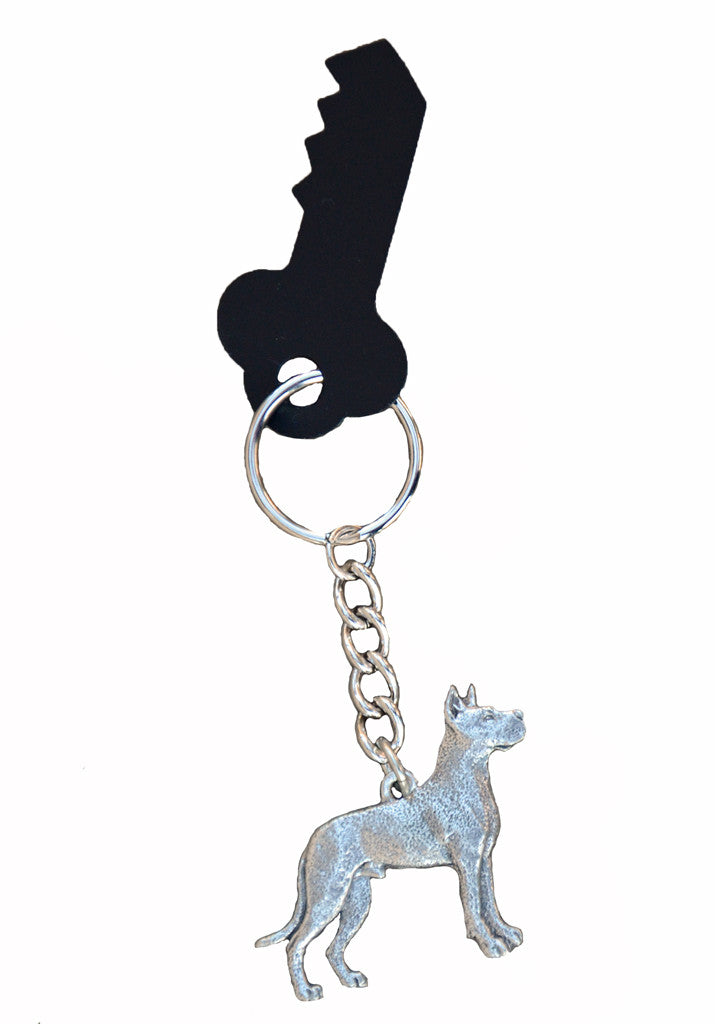 Antiqued Pewter Great Dane Keychain