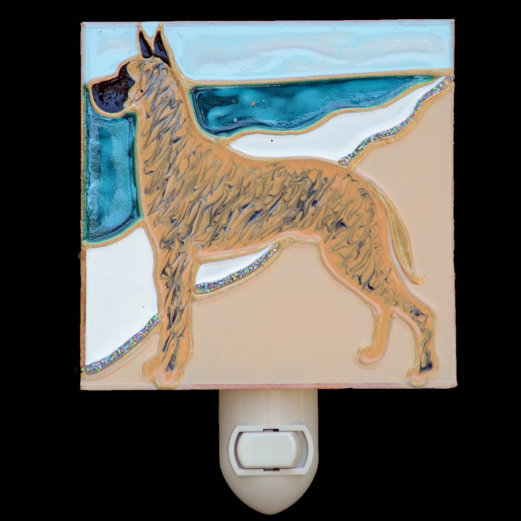 "Stained Glass Great Dane Night Light" - Brindle Dane