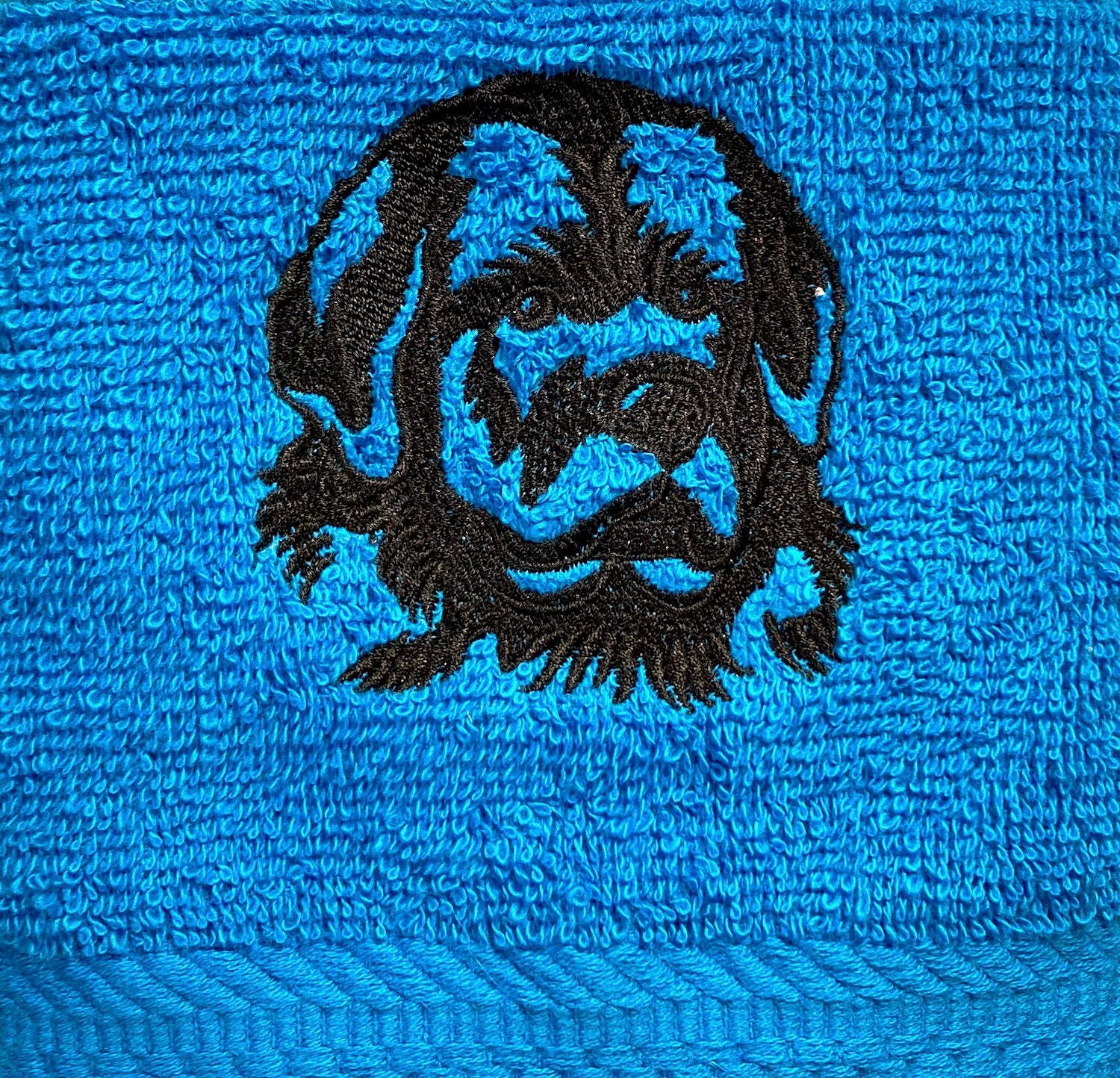 Embroidered Drool Towel Silhouette - Blue