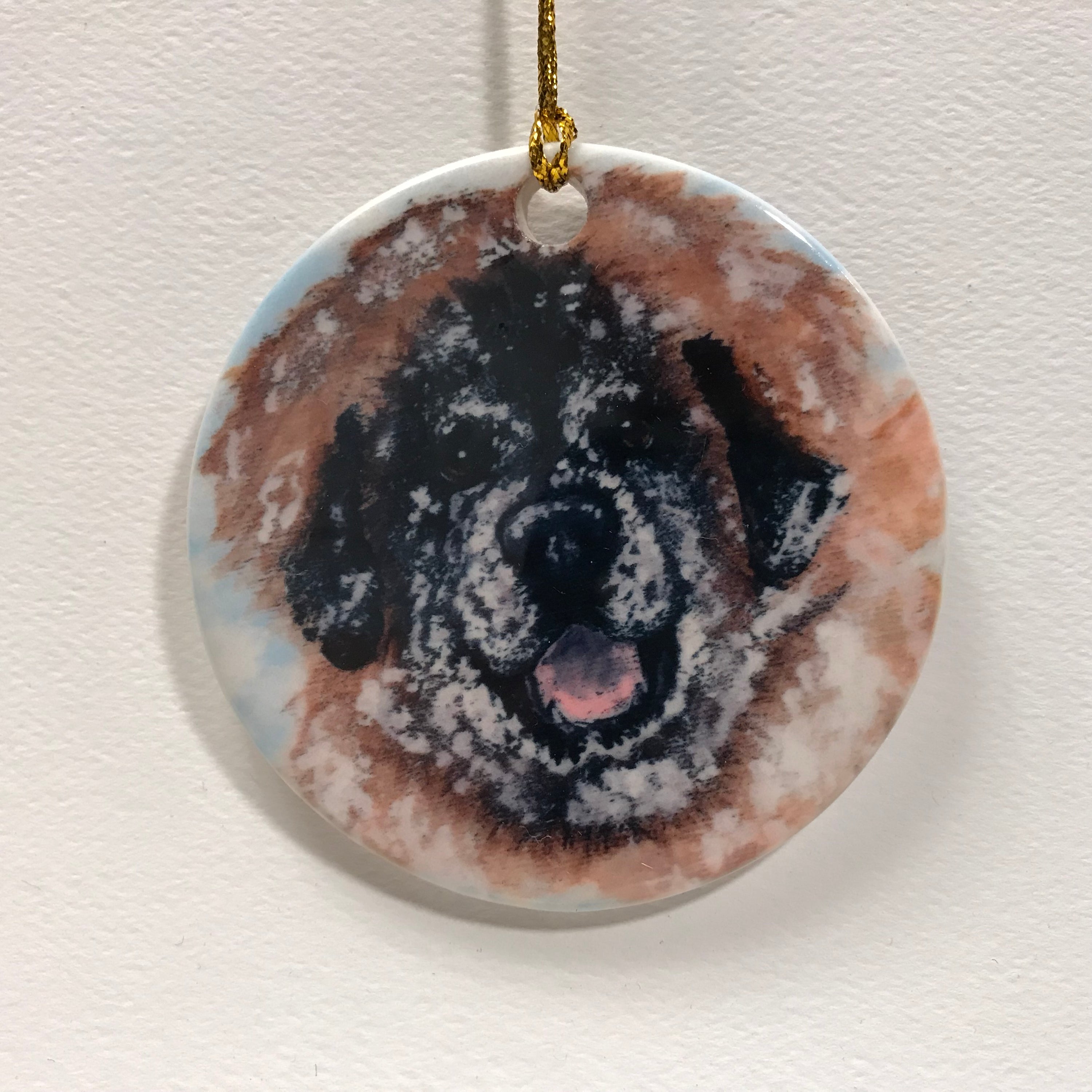 "Snow Covered, leonberger ornament"