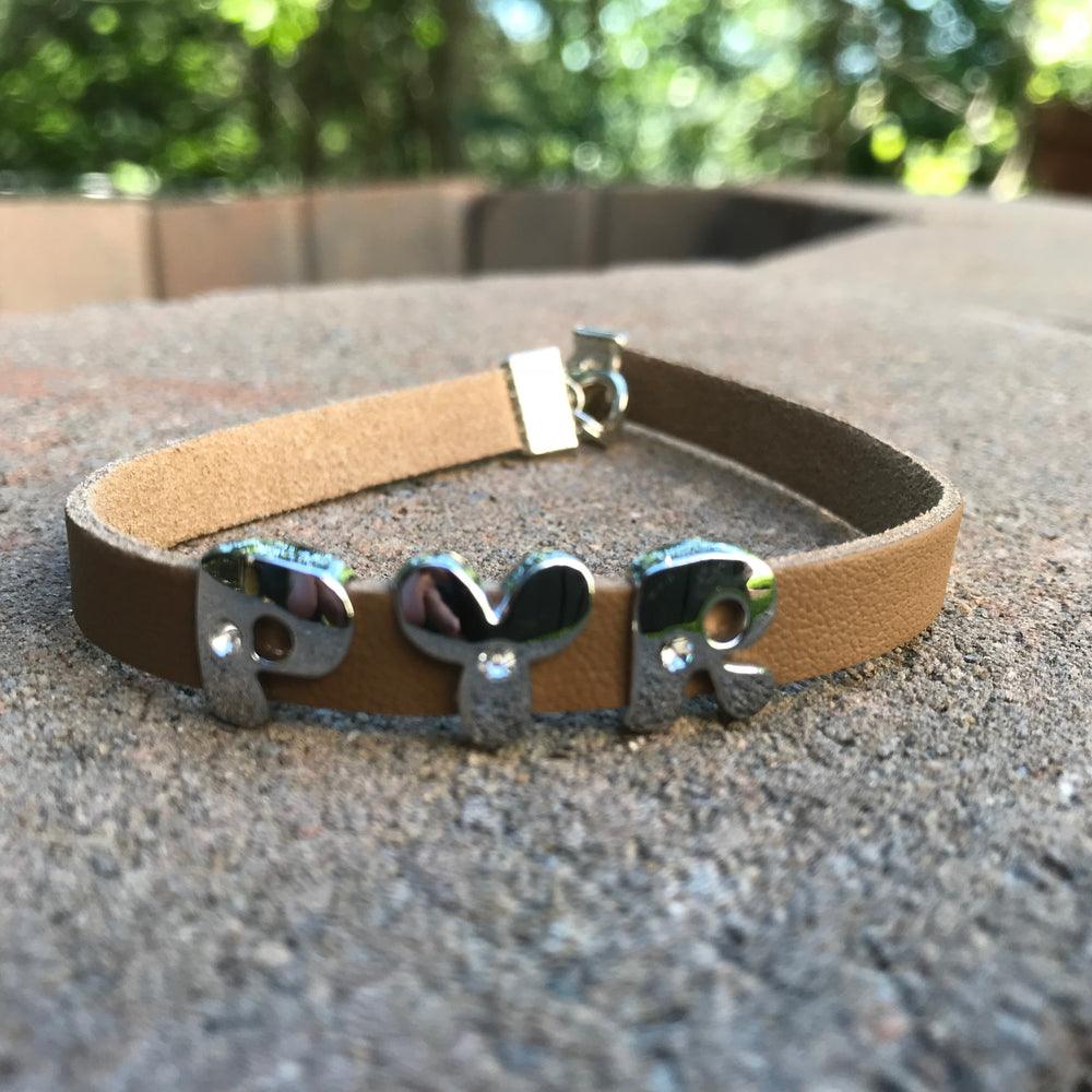 "PYR" rhinestone charm/friendship bracelet - 8 inches