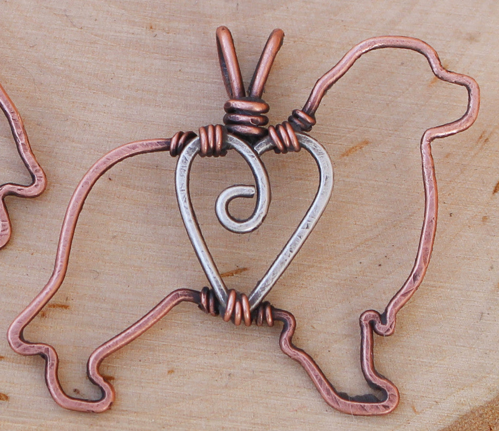 Copper Newfoundland Pendant with Sterling Silver Heart & Chain