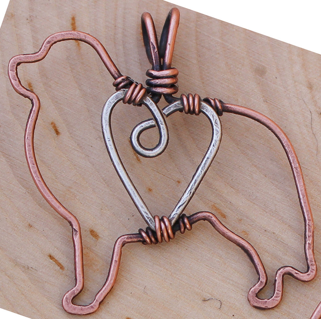 Copper Pyrenees Pendant with Sterling Silver Heart & Chain