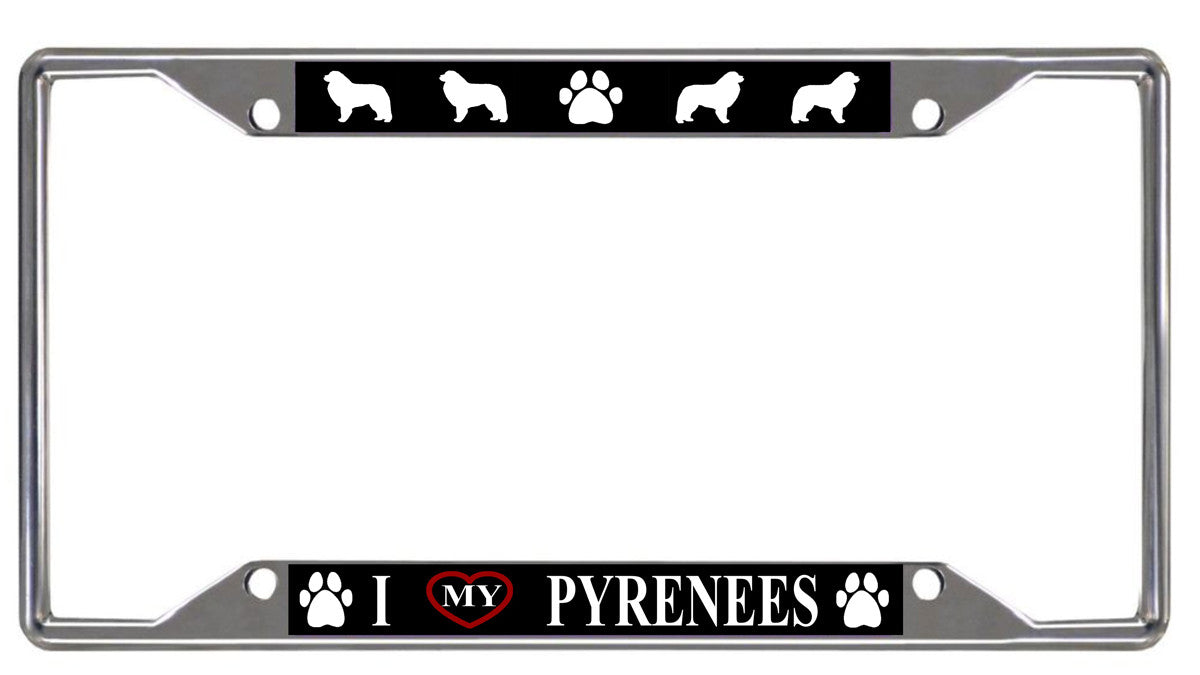 I love My Pyrenees License Plate Frame