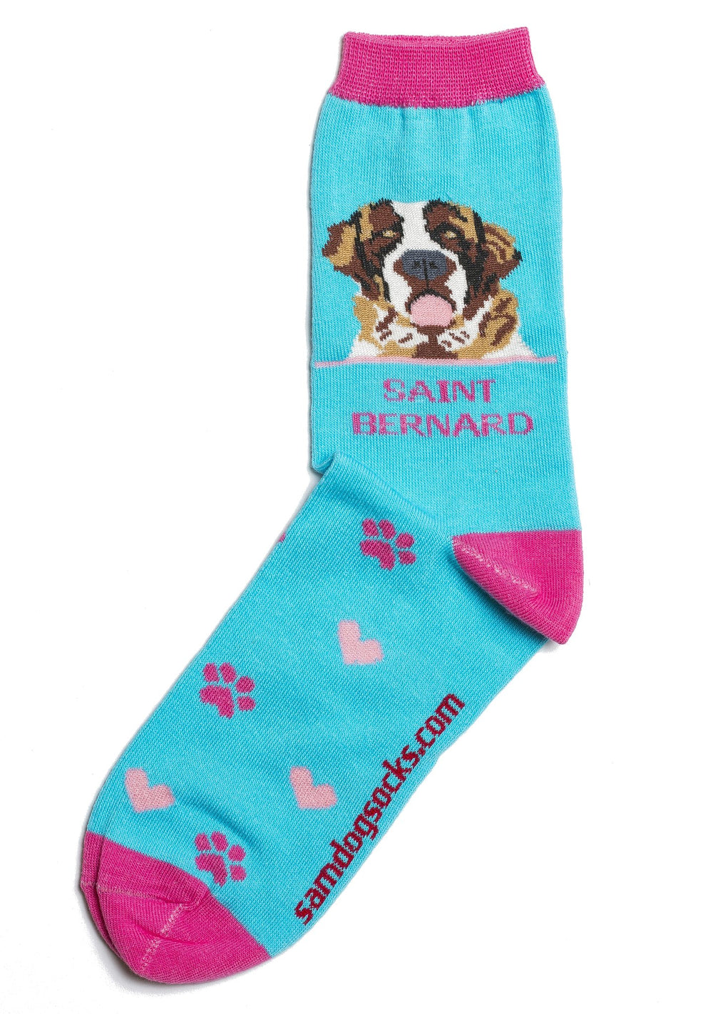 Saint Bernard socks for women - turquoise & hot pink