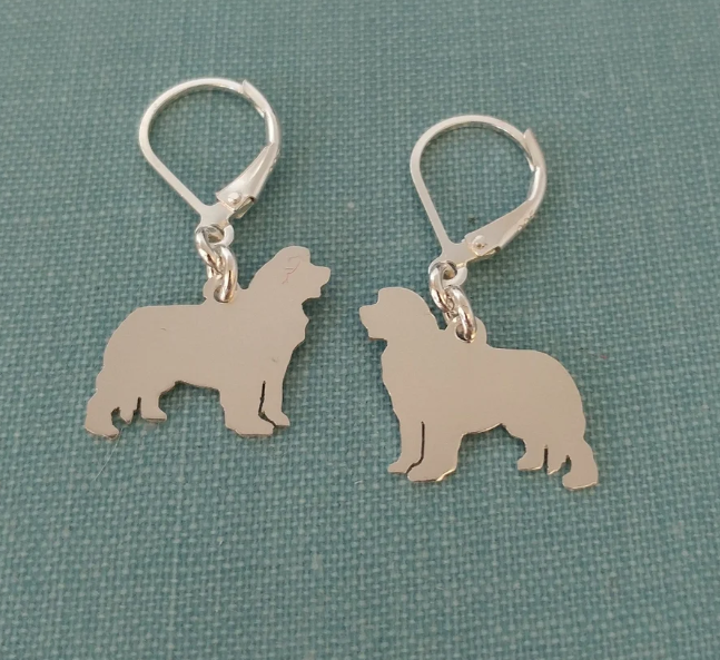 Sterling Silver Newfoundland Dog dangle earrings