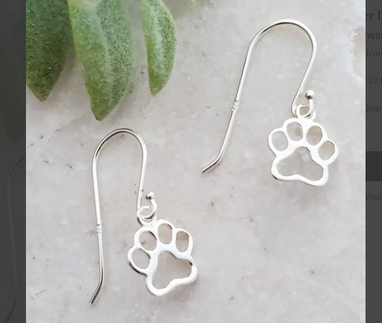 Sterling Silver Paw Print Earrings BIG Gentle Dogs